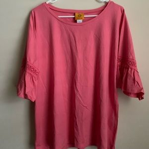 Ruby Rd. Salmon Pink Blouse Top L